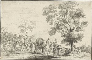 Wagon Escorted by Horsemen